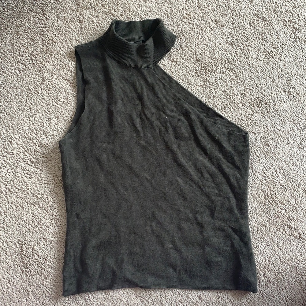 Asymmetrical Olive Carmar Crop Top